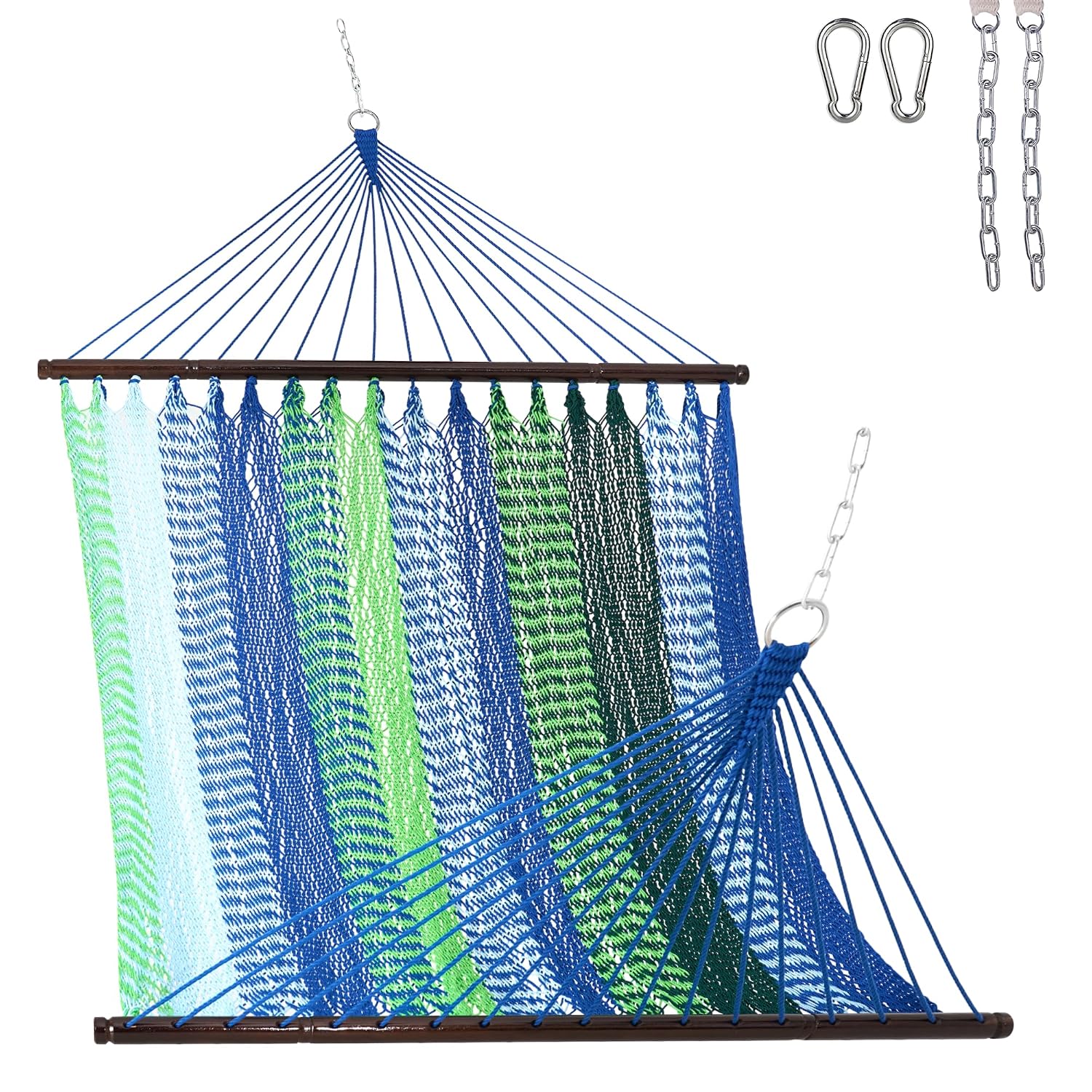 Lazy Daze Hammocks 10.5 FT Double 2 Person Caribbean Rope Hammock, Hand Woven Polyester Hammock with Spreader Bars, for Ou... - Review, Price and Buying Guide