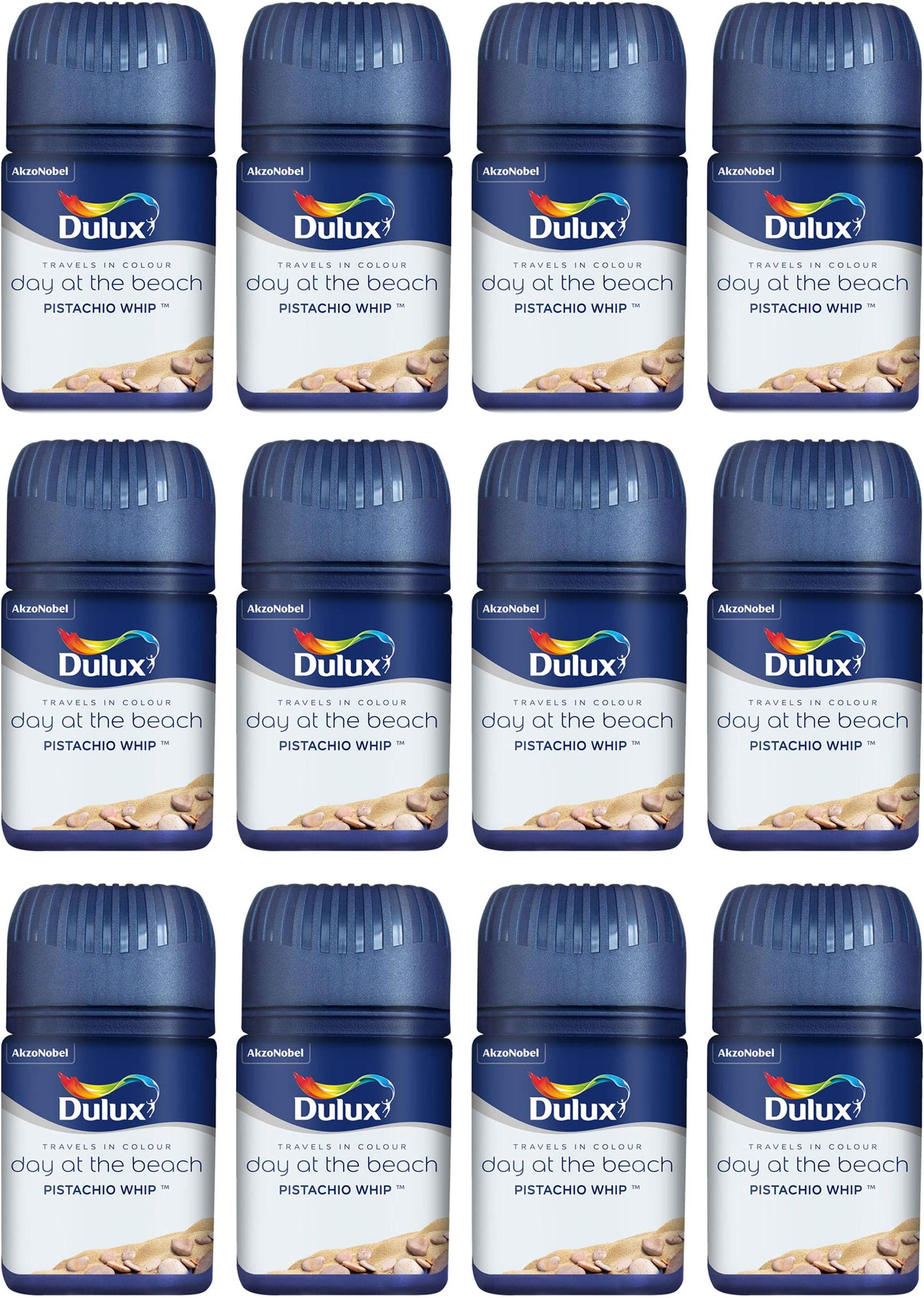 Dulux Compact Wall Paint Ceiling Paint Tester Emulsion | 12 x 50ml Tubs | Matt Finish | Colour Decorating Paint | Pistachio Whip