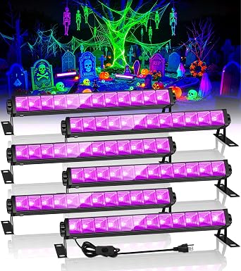 TigQiang 50W 2 Pack & 42W 6P Black Light Glow in Dark Party, Halloween