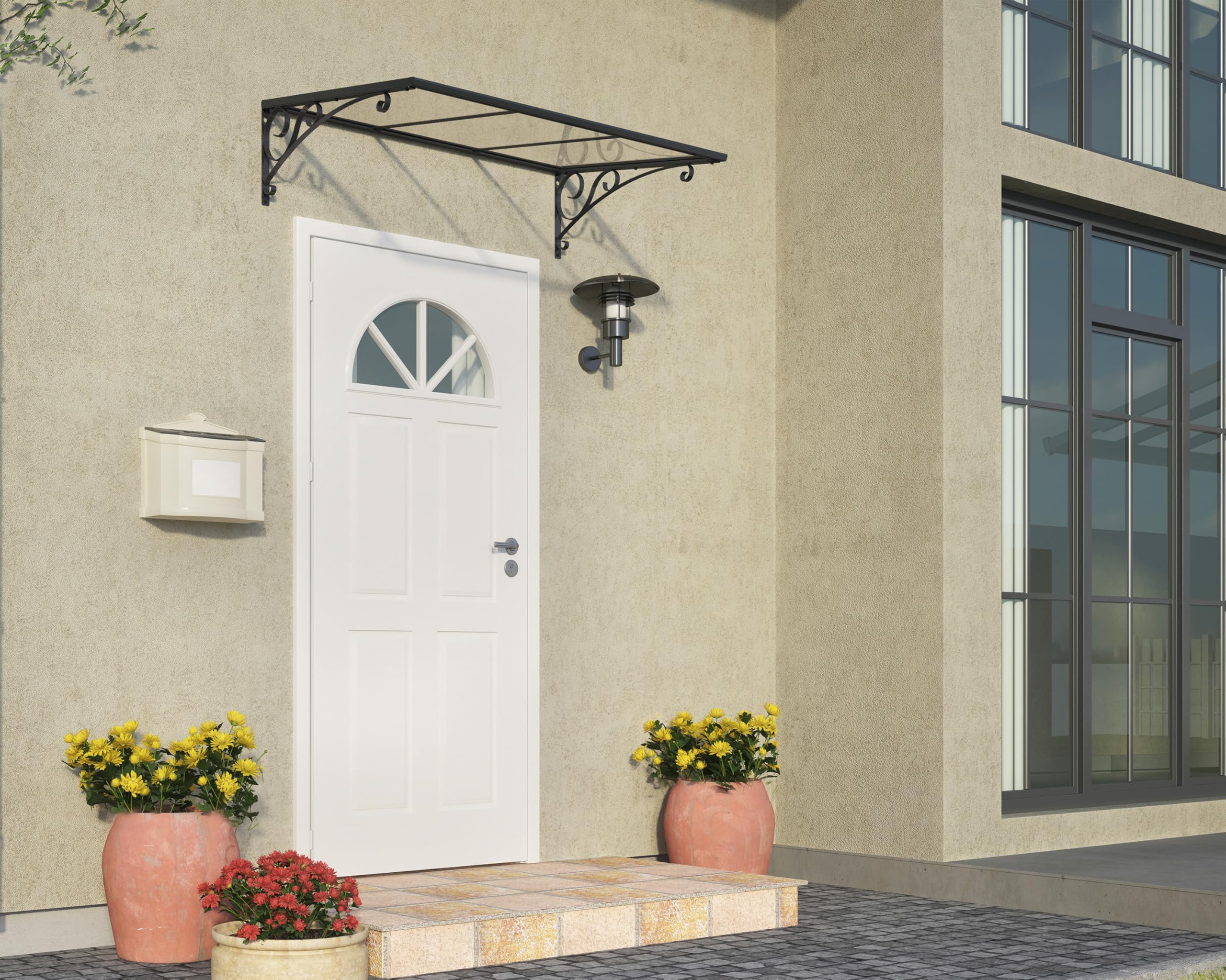 Palram Auvent Vénus ™ 1350 Transparent – Housse pour auvent de Porte Durable