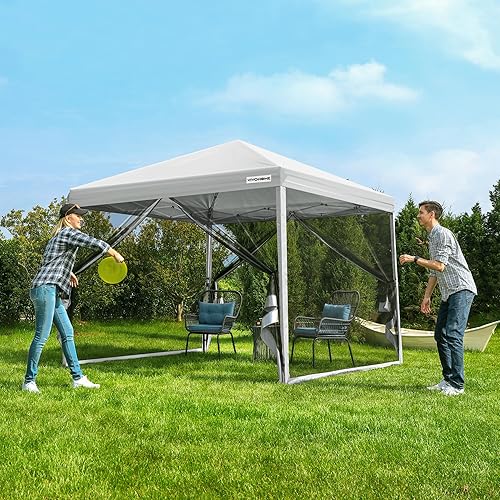 Miniatura 2 de VIVOHOME Toldo desplegable fácil de 8 x 8 pies, tienda de campaña para exteriores con mosquitera, 2 puertas con cremallera y bolsa enrollable para