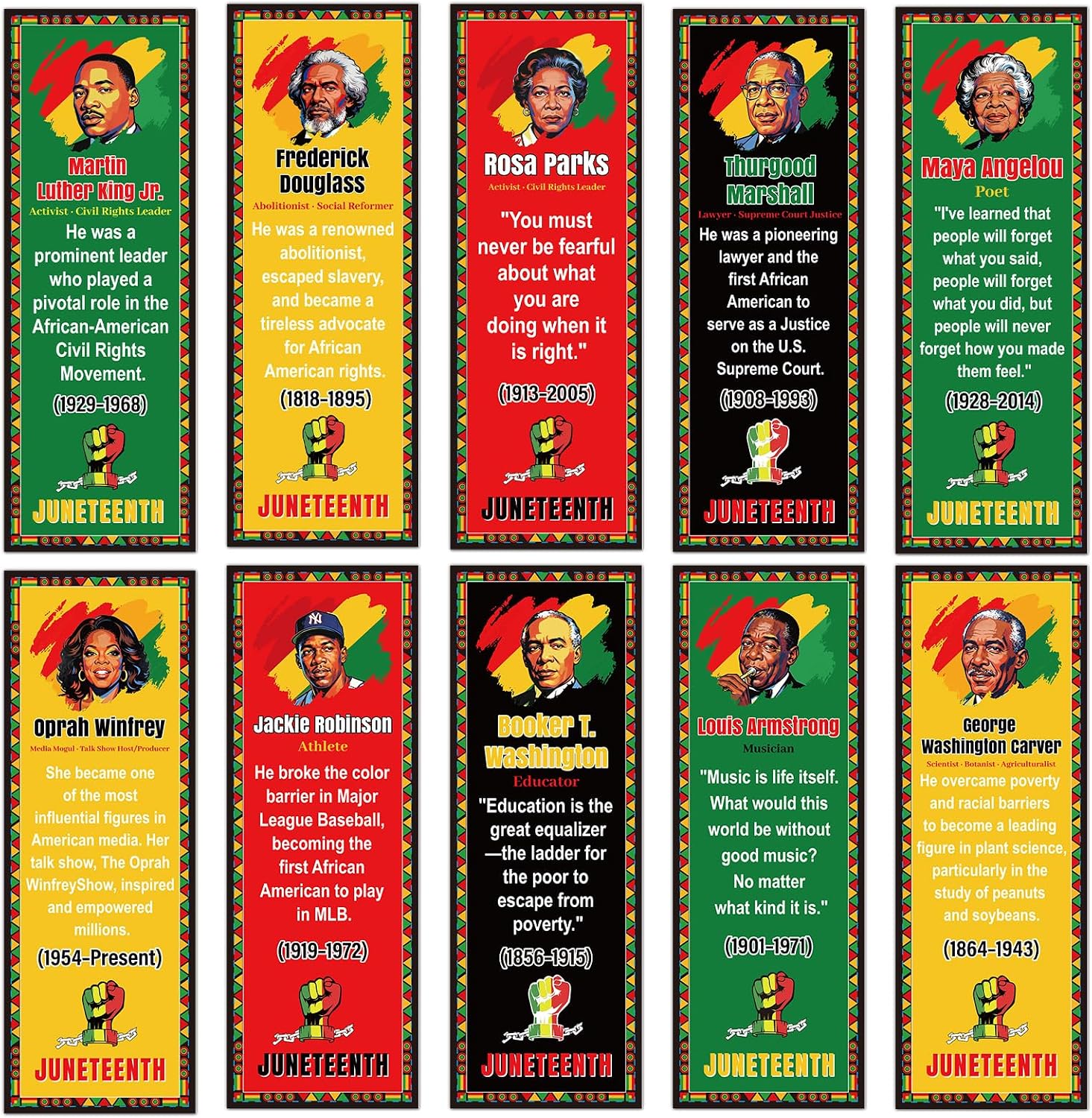 Wxiben Juneteenth History Bookmarks Gifts - 200Pcs Freedom Day Paper Bookmarks 1865 African American Inspirational Book Page Marker Clip for June 19th Party Favors Women Men Book Lover Office Supplies