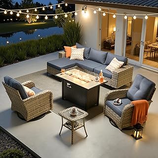 ovios 8-Piece Patio Furniture Set with L-Shape Sofa Chaise, Outdoor Sect...