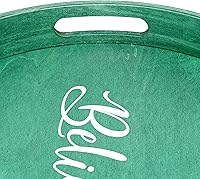 Vista 8 de Elegant Designs HG2013-GBL Bandeja de Servir Redonda de Madera Decorativa de Navidad de 13.75'' con Asas, Verde Believe