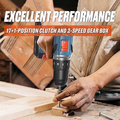 Miniatura 6 de SENIX Taladrodestornillador sin escobillas de 20 voltios máximo* 12 pulgada, 45 pies libras de par máximo, 2000 RPM máximo, embrague de 17