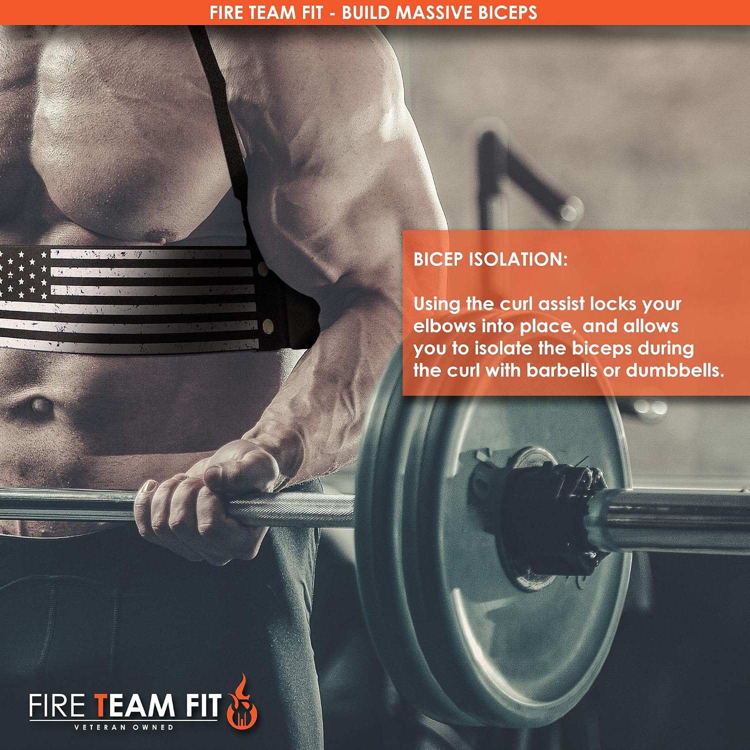 Fire Team Fit Arm Blaster for Curl Assist, Bicep and Tricep Strengthener for use with Barbell and Dumbbell Workouts, Muscle Isolation for Strengthening Arms