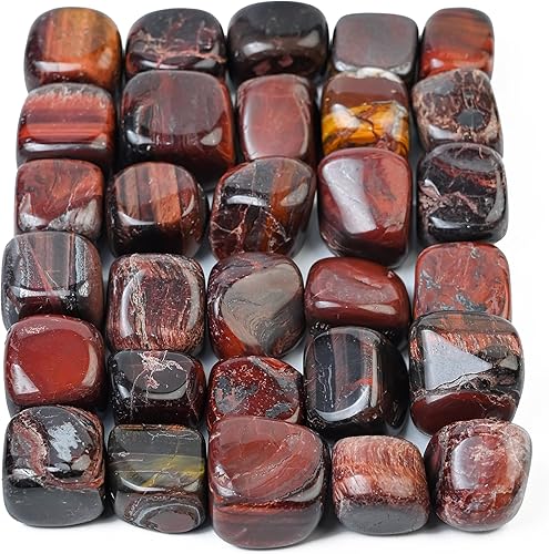 Crocon 1 libra de piedras y cristales de ojo de tigre rojo a granel, kit de cristal natural para reiki curativo pulido, piedras para secadora, disponible en Yaxa Costa Rica