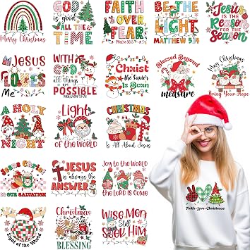 20 Sheets Christmas Iron on Transfers for T-Shirts