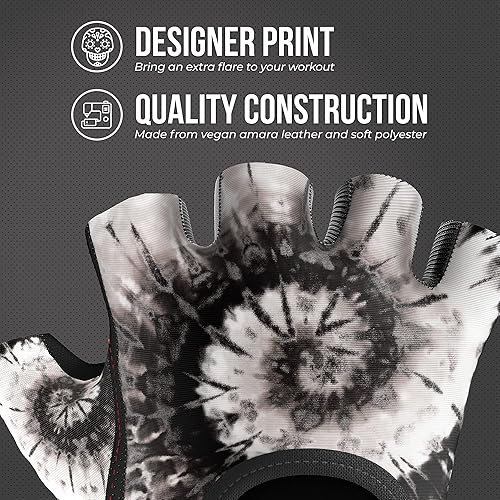 Miniatura 3 de 5347 - Guantes de levantamiento y remo con estampado de teñido anudado en espiral para mujer (par)  Cuero Amara ligero vegano medio acolchado con