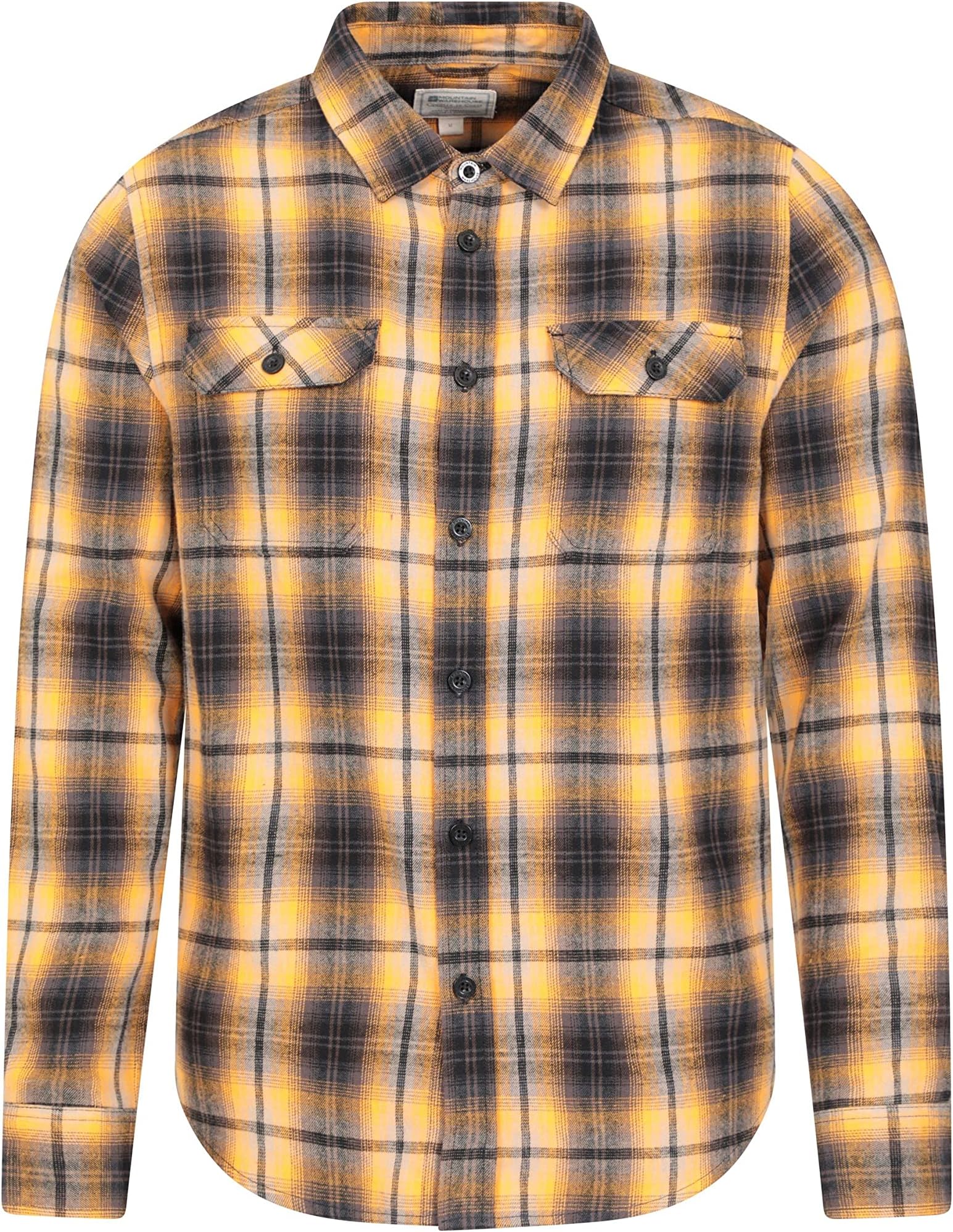 Mountain WarehouseTrace Men's Lightweight & Breathable Flannel Long Sleeve Shirt - Checks Shirt in 100% Cotton with Buttoned Front Pockets - for Travel, Walking, Casual Wear