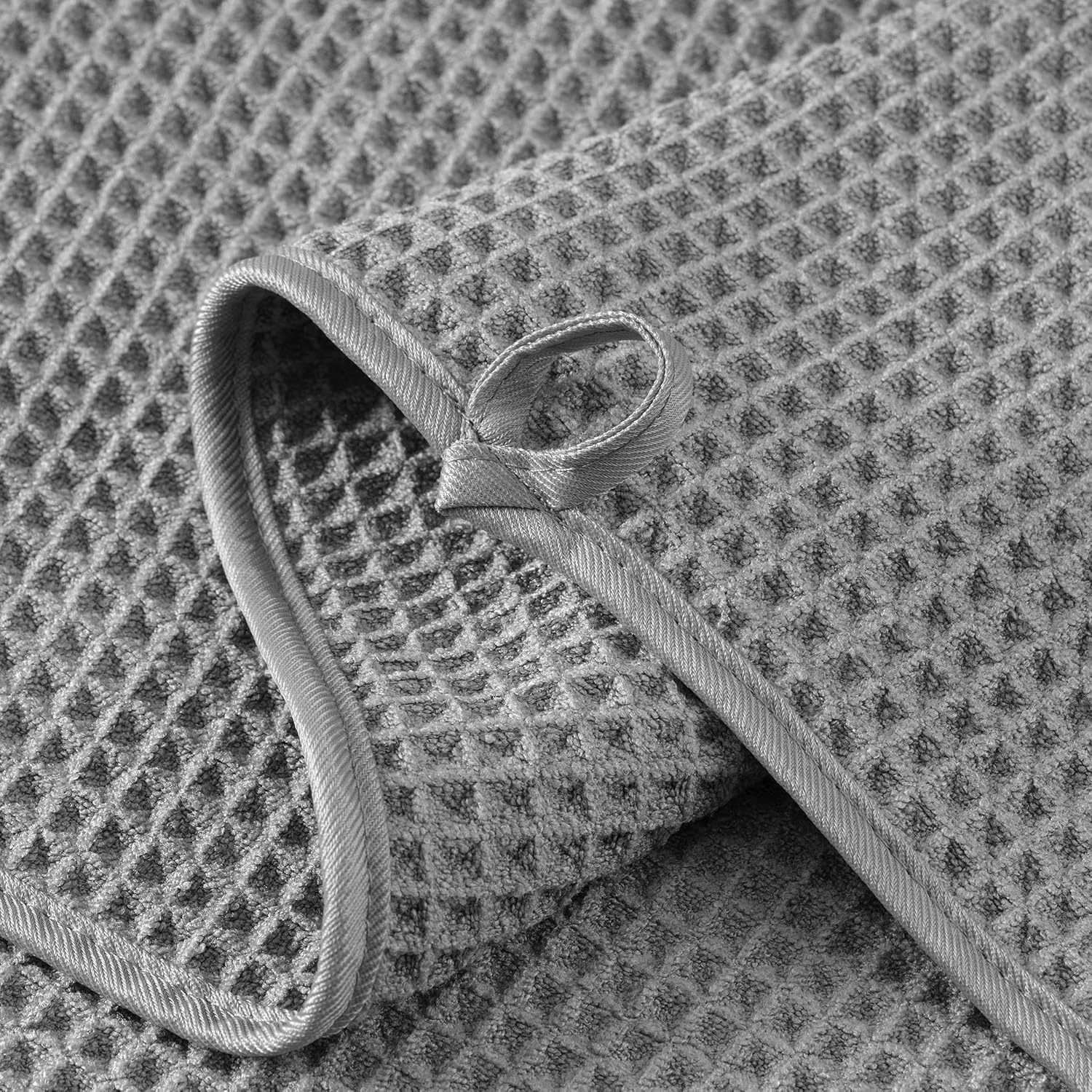 Microfiber Waffle Face Towels, 4 Pieces, Soft, Absorbent, Fast Drying, Lint Free 430 GSM (Gray) - Image 3