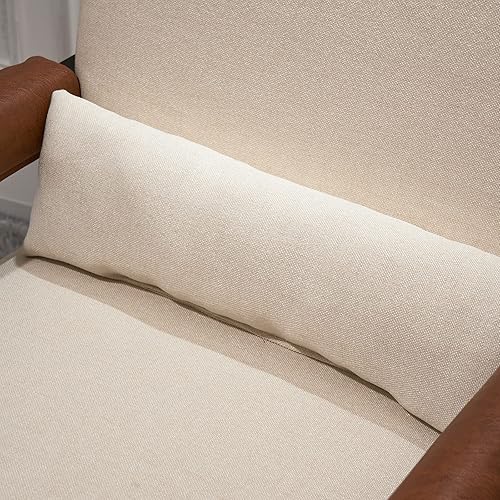 Miniatura 8 de Karl home Silla decorativa de mediados de siglo, silla de tela de lino con patas de metal, silla acolchada gruesa con almohada, para sala de estar,