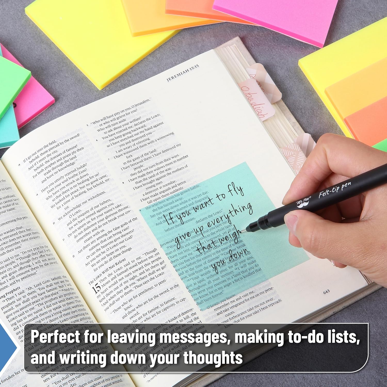 Mr. Pen- Transparent Glitter Sticky Notes, 3”x3”, 20 Pads, 1000 Sheets, Glitter Transparent Note Pads Bulk, Self-Stick Bible Journaling Sticky Note for Women, Stocky Notes for Bible Journaling thumbnail