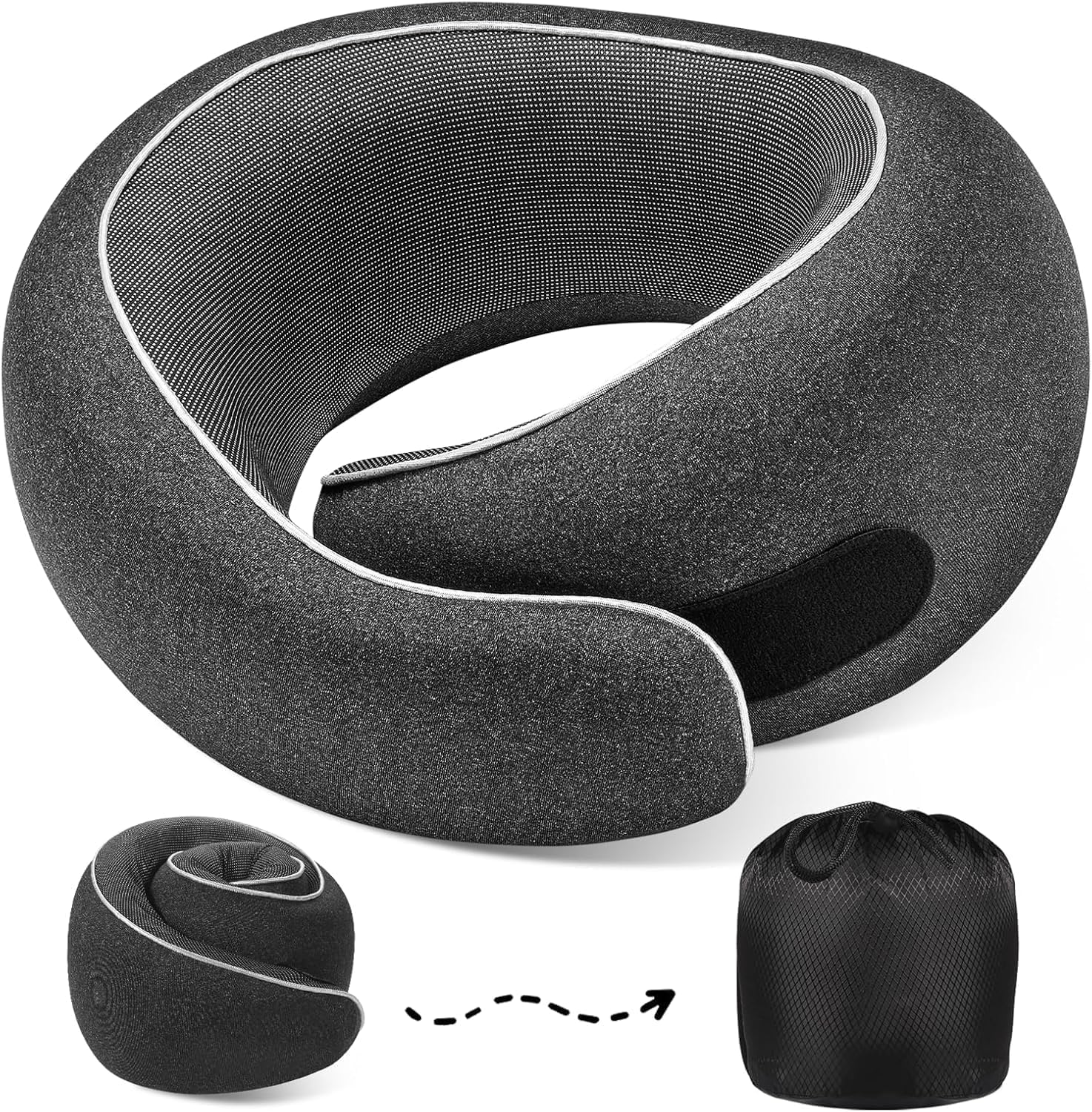 4litamz Travel Neck Pillows, 100% Memory Foam Filling, Travel Pillows for Airplanes, Compact and Ergonomic Design, Best for Sleeping Plane Train