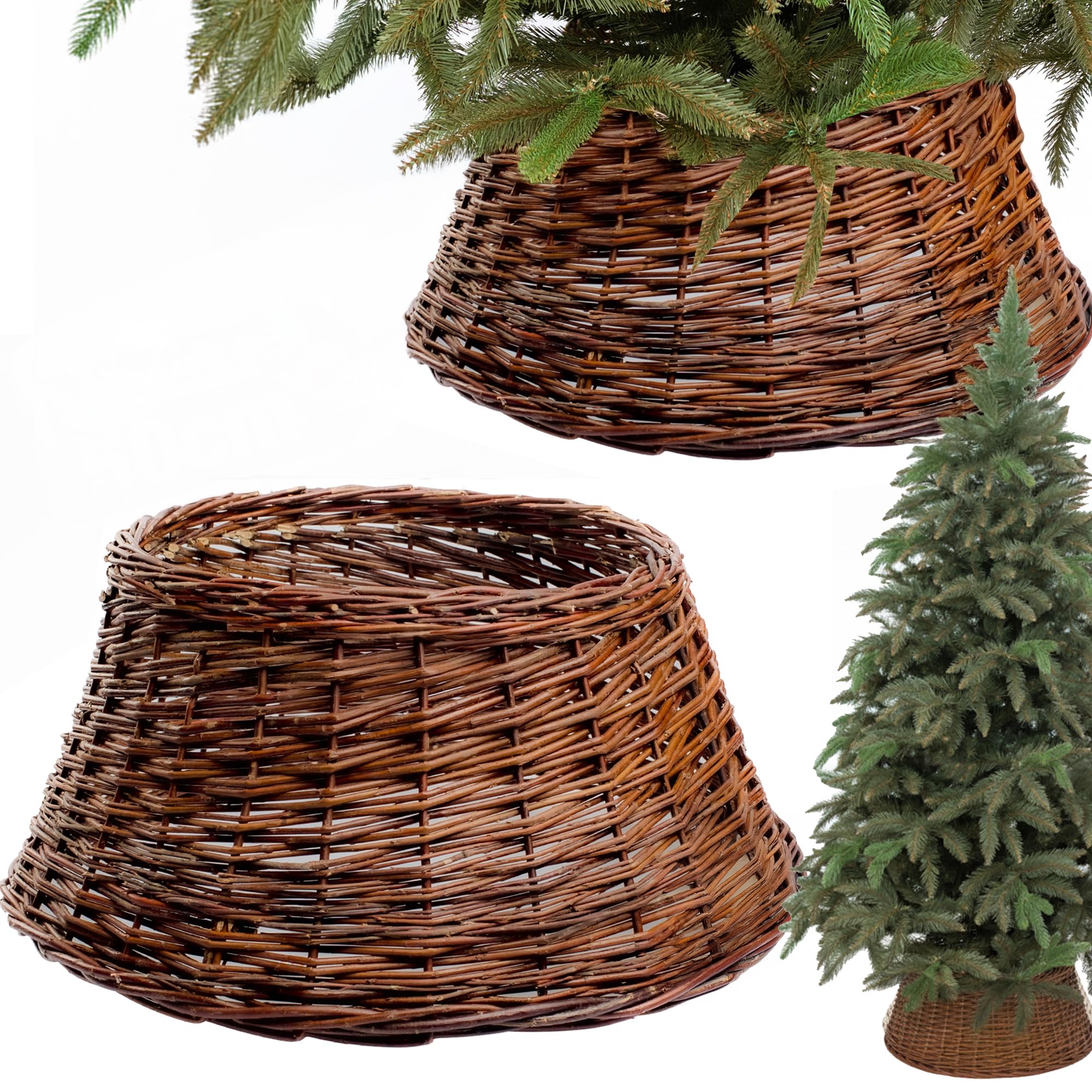Jupe de sapin de Noël en osier tressé à la main de 70 cm