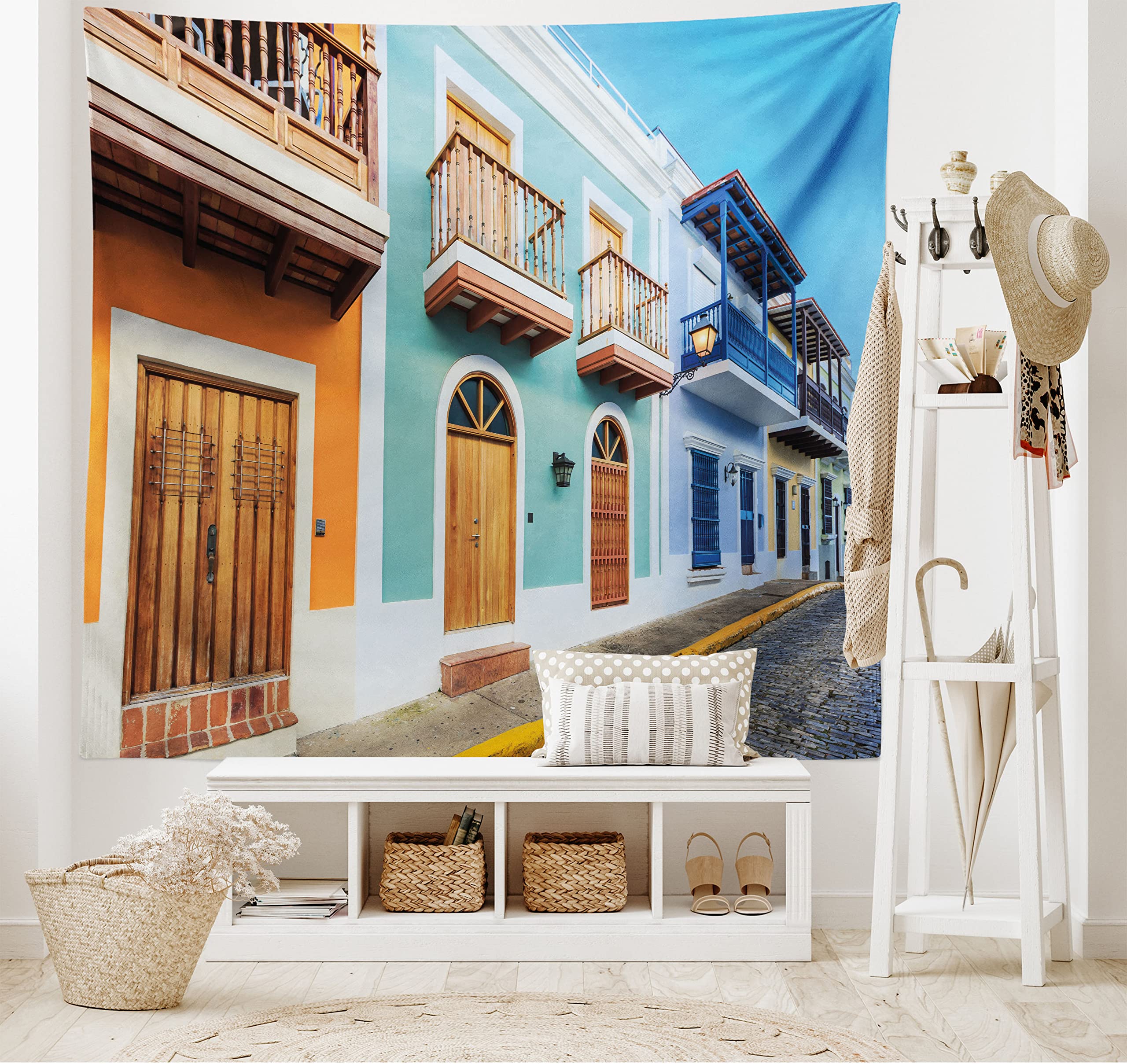 vintage tapestry 街 Amazon.com: Ambesonne Puerto Rico Tapestry, Street in Old