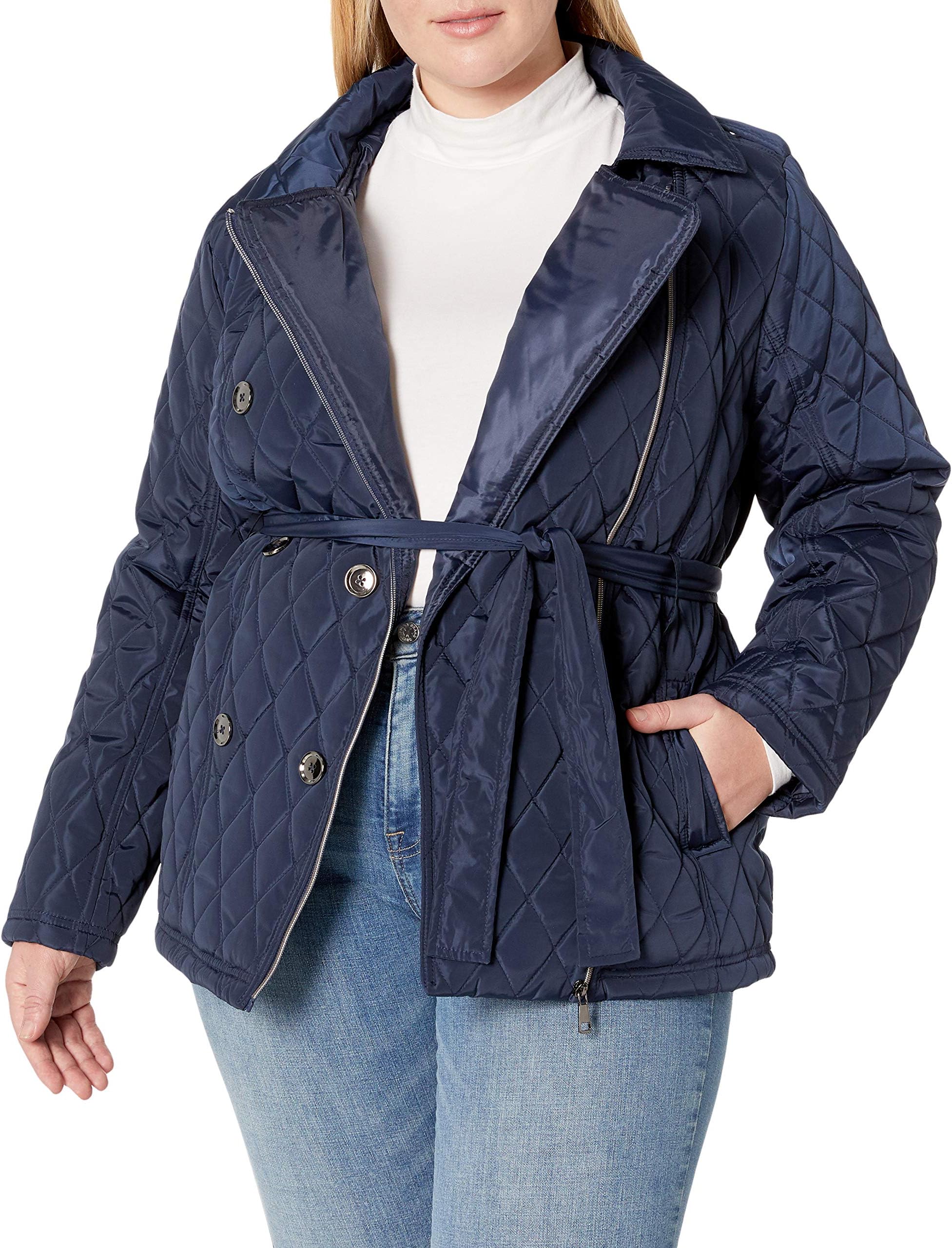 Harve Bernard Big Chill Women's Plus Size Asymmetrical Midweight Jktplus, Navy, 1x