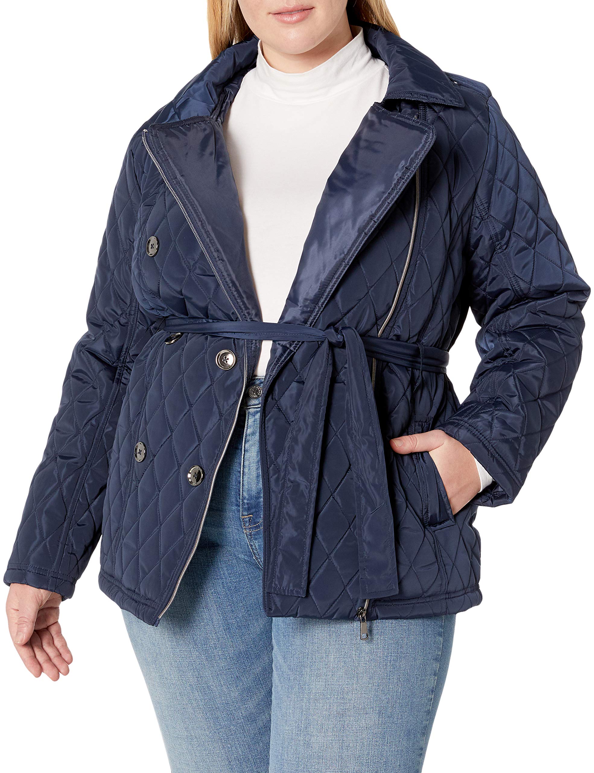 Harve Bernard Big Chill Women's Plus Size Asymmetrical Midweight Jktplus, Navy, 1x