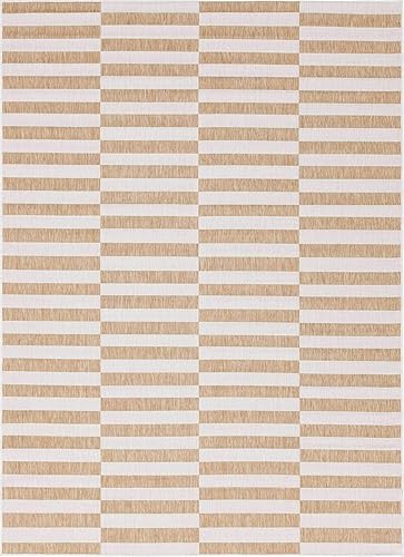 Miniatura 9 de Unique Loom Outdoor Collection - Alfombra de transición para interiores y exteriores, diseño de rayas clásicas, 8 pies x 11 pies, color marrón claro