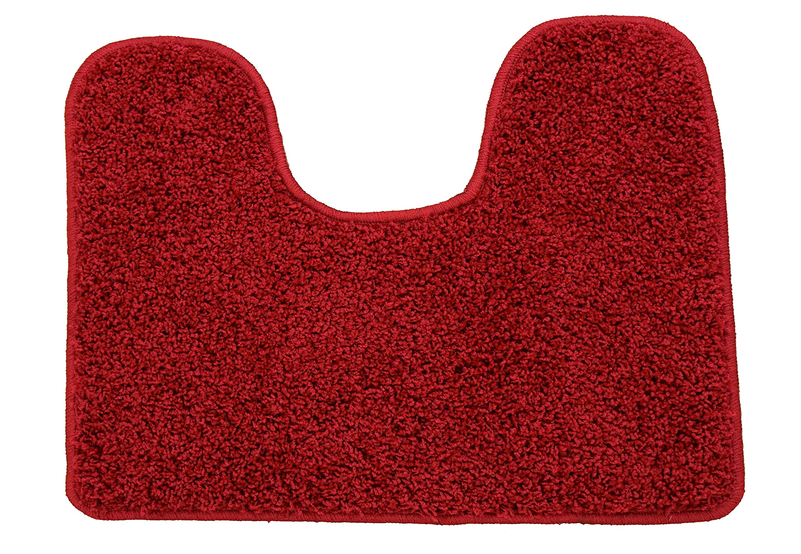 SrS Rugs® Toilet Mats Pedestal Only Machine Washable Non Slip Rubber Backed U Shaped Extra Thick Soft Shaggy Fluffy Absorbent Bathroom Rug (Red) — image 1