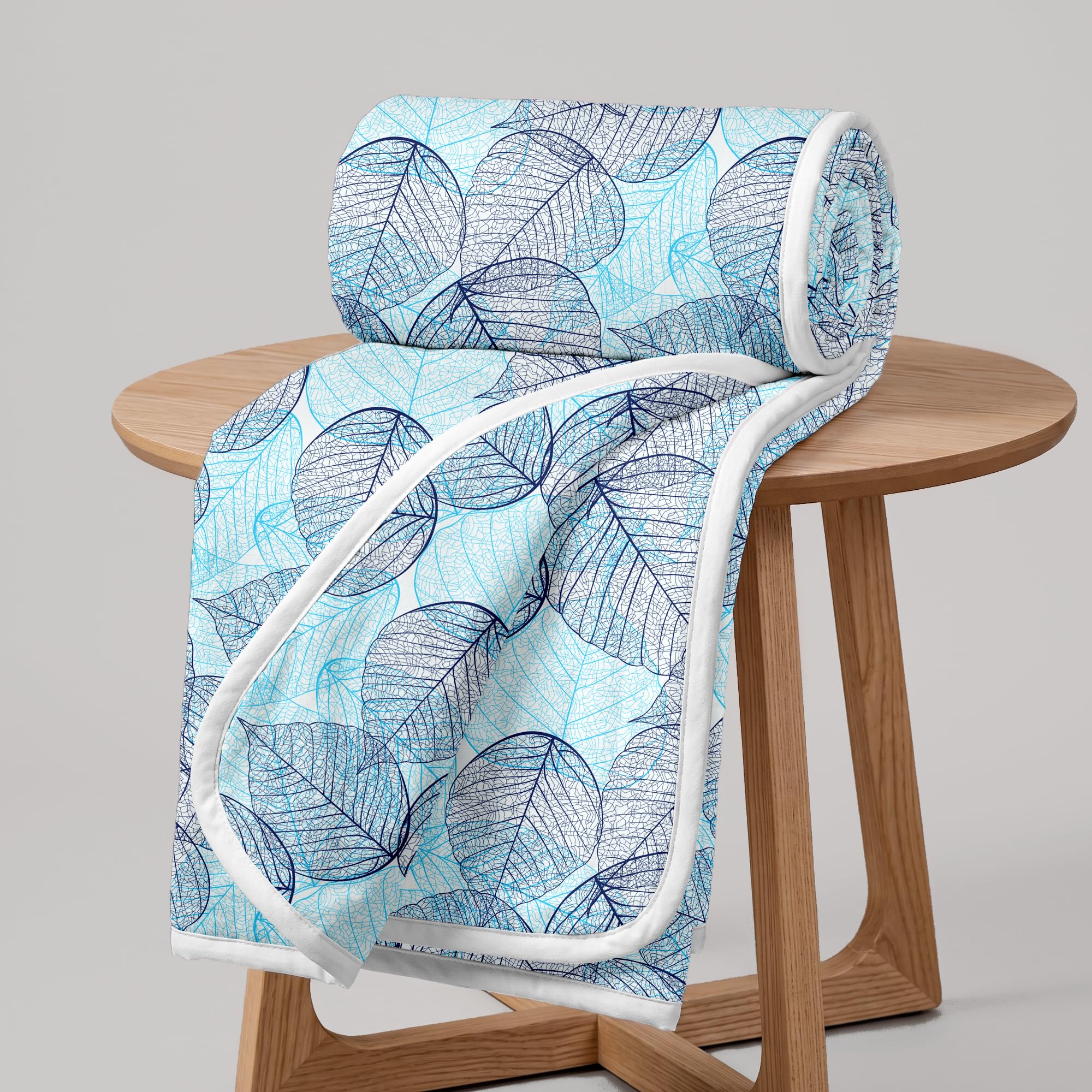 Divine Casa Glace Cotton 120 GSM Reversible Lightweight Printed Double Bed AC Dohar Blanket Quilt - Blue and Brown| TC - 120-picture-20