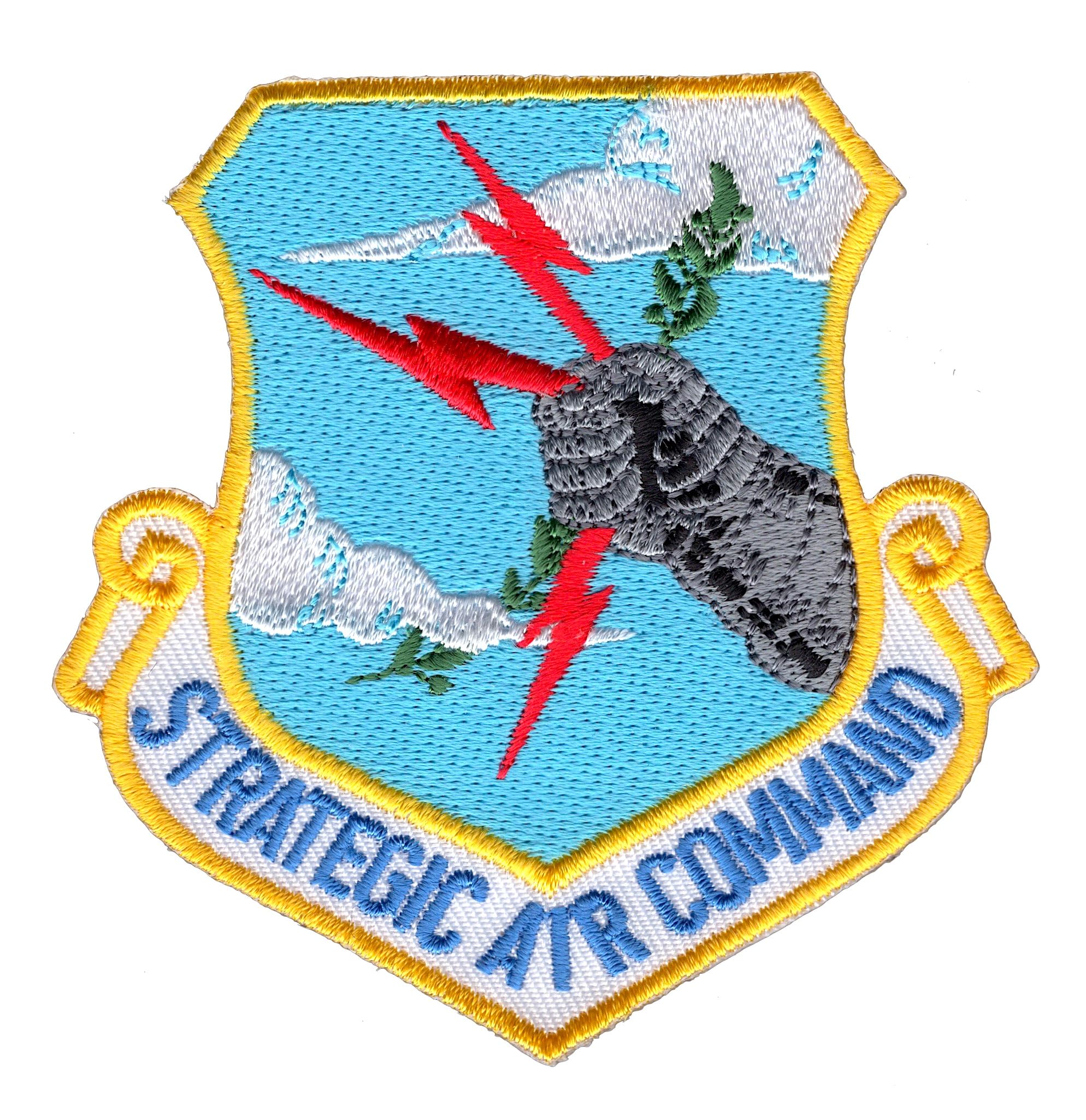 Popular Patch SAC Strategic Air Command Patch - Multicolored Shield Design, 3" x 3" - Iron-On Applique for Military Enthusiasts, Cold War Era Air Force Operations & Strategic Deterrence Tribute