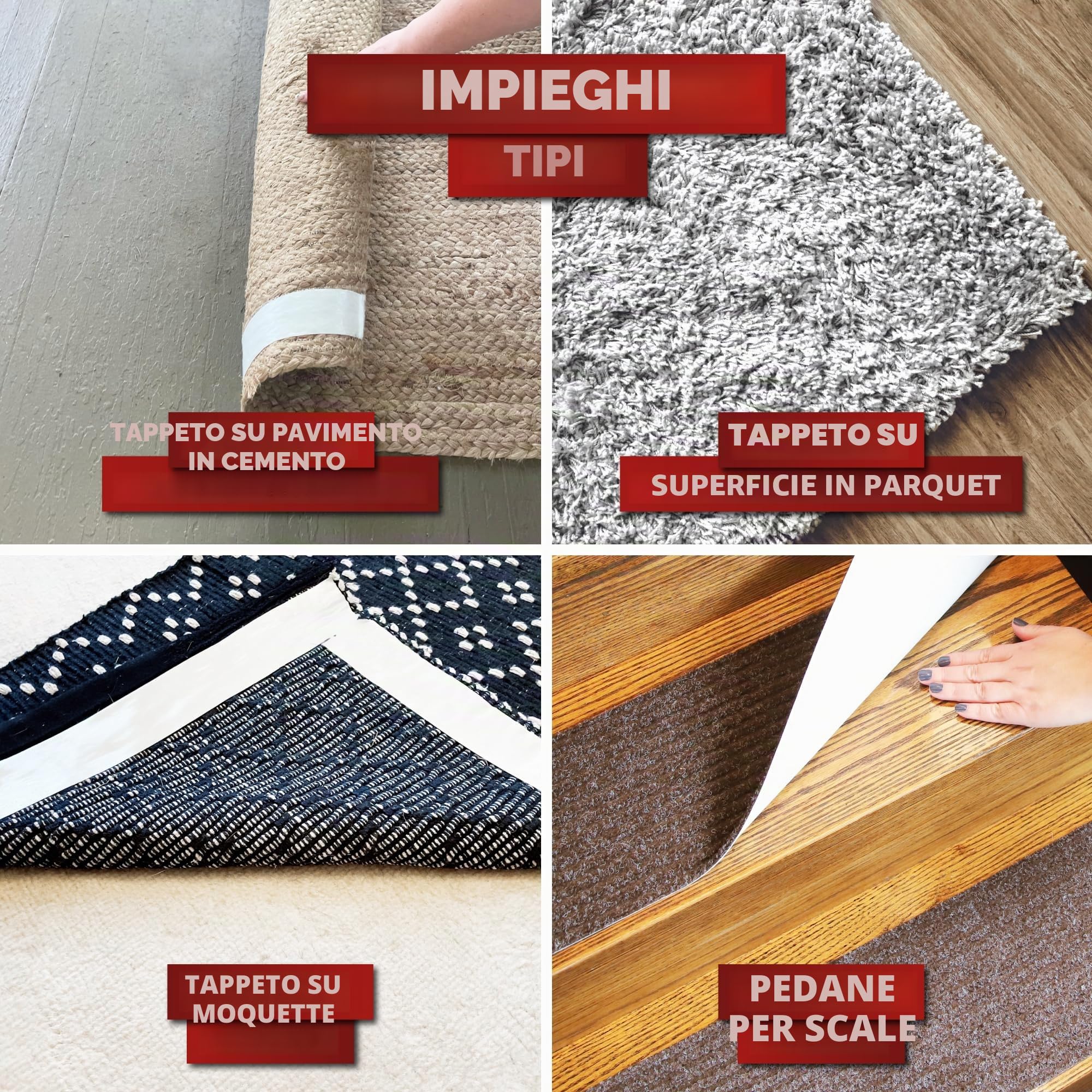 XFasten Nastro biadesivo per tappeti e moquette, rimovibile e sicuro in legno duro, 2 pollici x 10 iarde, ideale per tappeti, moquette o delicati pavimenti in legno duro