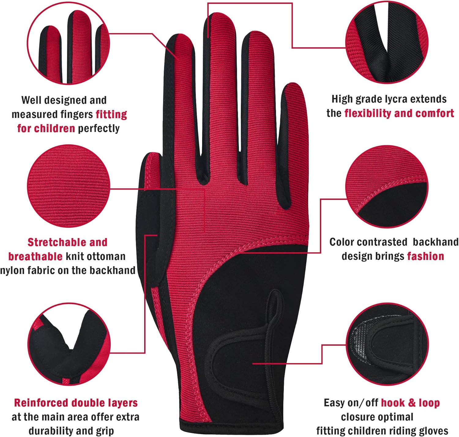 ChinFun Premium Kids Horse Riding Gloves, Color-Contrasted Children Equestrian Gloves, Summer Winter Boys Girls Youth Biking Skiing Gardening : Sports & Outdoors