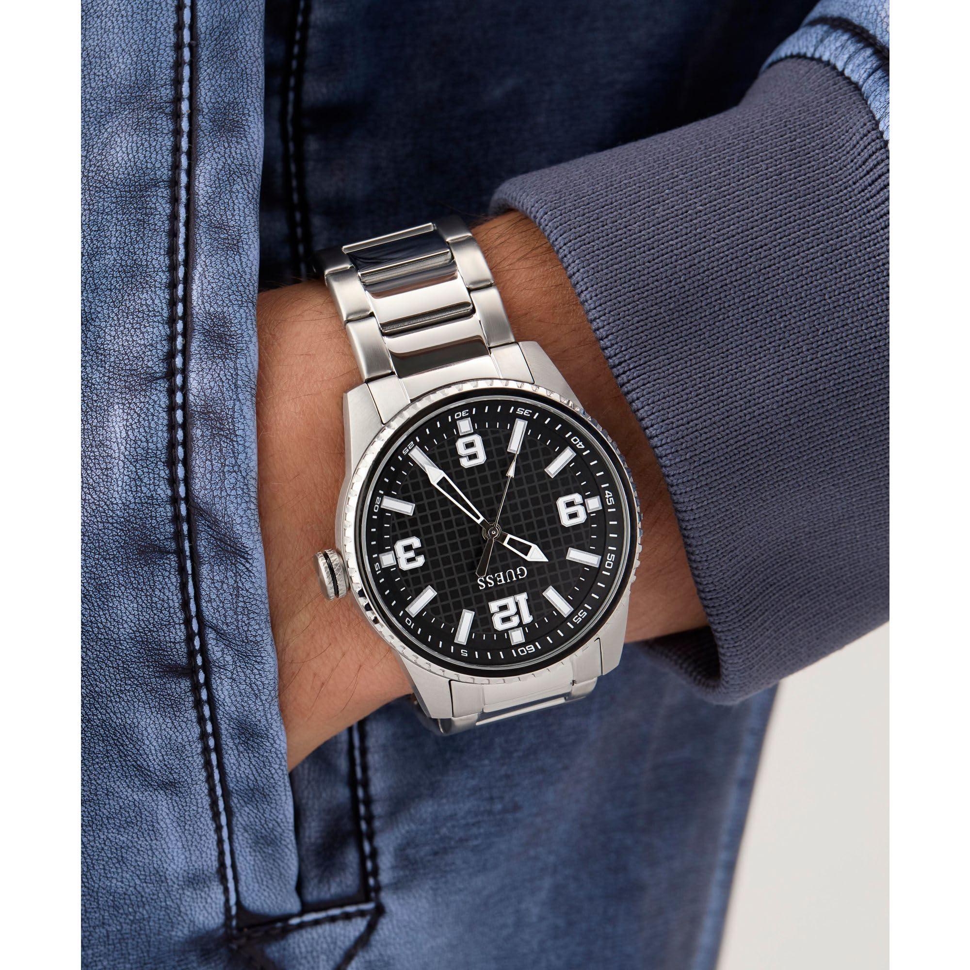 Guess Orologio Analogico al Quarzo Uomo con Cinturino in Acciaio Inossidabile GW0889G1