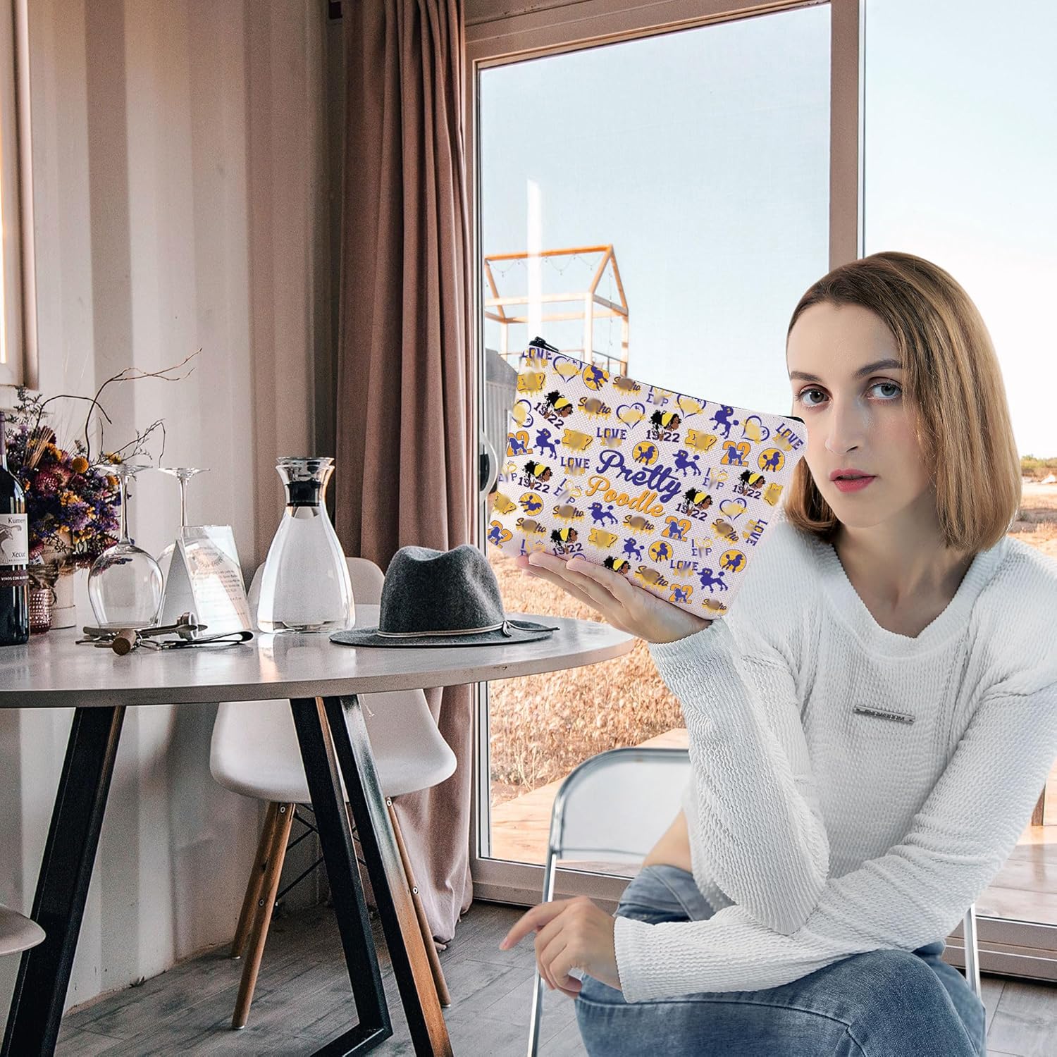 1922 Sorority Makeup Bag Pretty Poodle Cosmetic Bag Greek Sorority Gift (Pretty Poodle) - Image 5