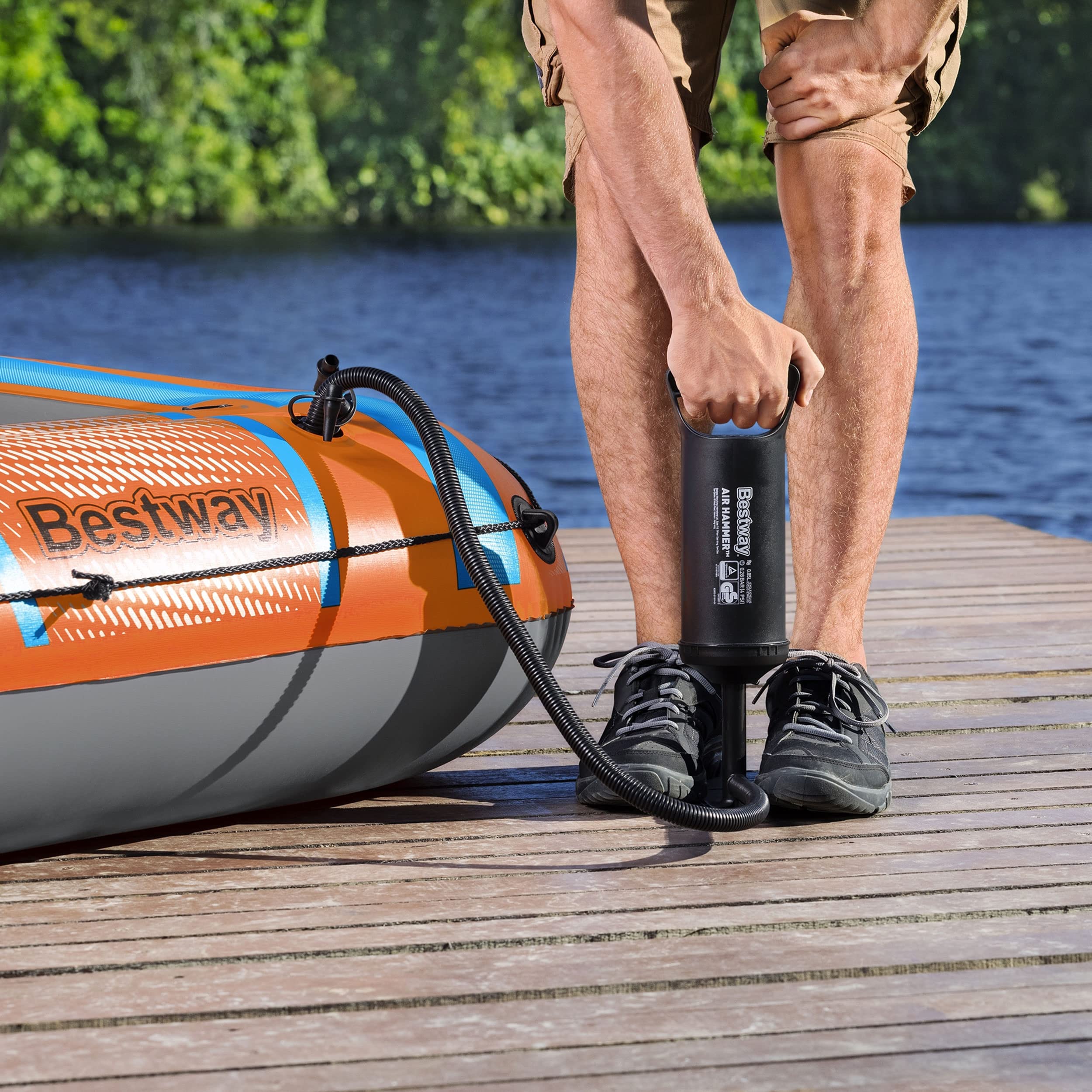 Bestway Kondor 3000 | 3 Seater Inflatable Boat Raft, Rubber Dinghy wuth Heavy Duty Handles for Family