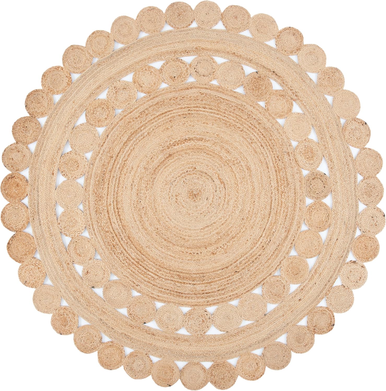 SAFAVIEH Natural Fiber Round Collection 6' Round Natural NFB308A Handmade Boho Country Charm Jute Area Rug