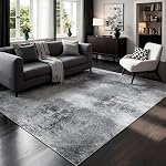 Abstract Washable Rug 5x7 Grey,Modern Low Pile Carpet for Living Room, Bedroom, Dining Room, Playroom,Soft Non-Slip Neutral Indoor Area Rug,Thin Tapis Salon