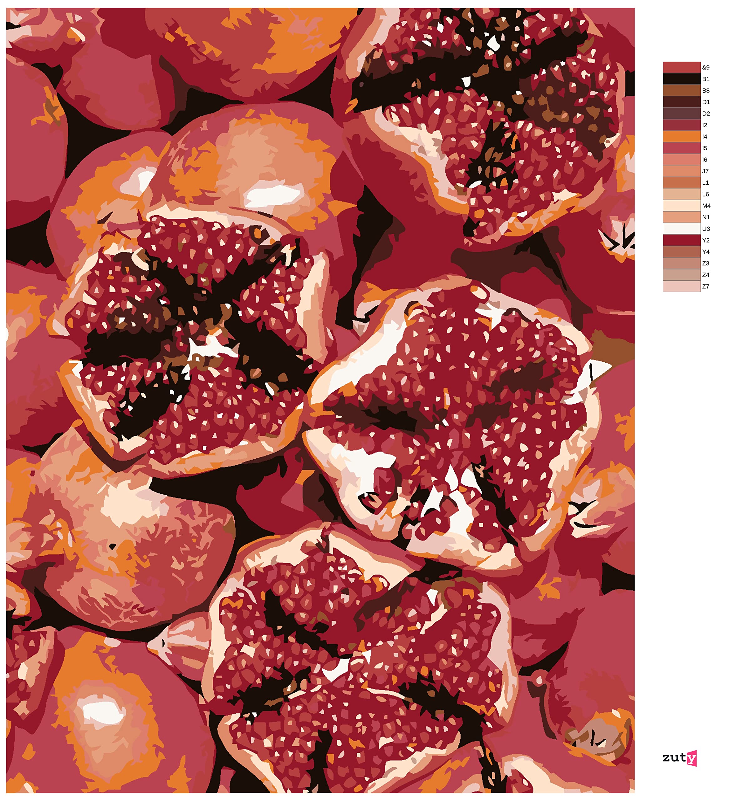 Zuty Malen nach Zahlen - Granatapfel 80x100 cm ohne Keilrahmen