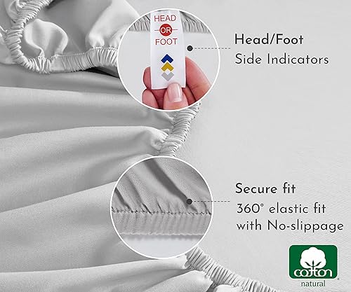 Miniatura 3 de California Design Den Sábana bajera ajustable tamaño Queen con bolsillo profundo, 100% satén de algodón suave, elástico duradero, indicadores