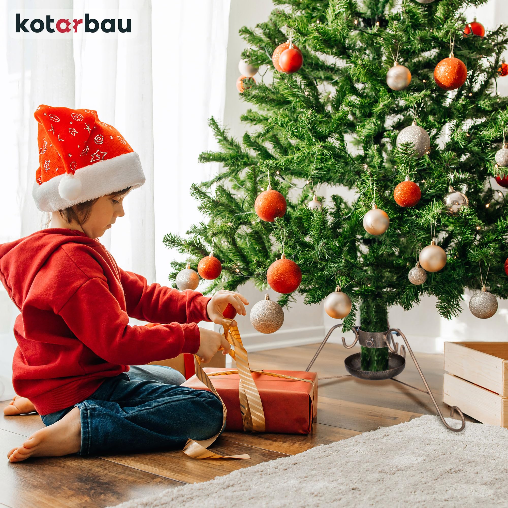 KOTARBAU® Weihnachtsbaumständer mit Wassertank ⌀ 80 mm Christbaumständer Altgold Stahl mit Wasserbehälter Tannenbaumständer Baumständer Weihnachten Weihnachtsbaum Ständer Weihnachtsbaumhalterung