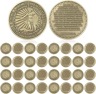 Nosiny 40 Pcs Put on The Whole Armor of God Coins Bulk Christian Challenge Coins Metal Commemorative Prayer Gifts for Men Collectors, Religious Church Party Military Souvenir (Vintage)