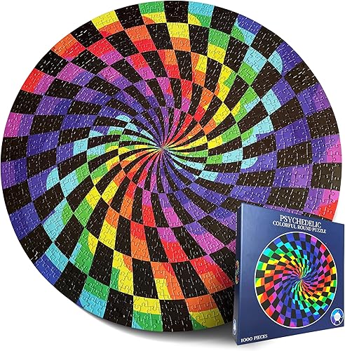 Rompecabezas para adultos de 1000 piezas, rompecabezas duros para adultos y niños, rompecabezas redondos coloridos de arco iris únicos para adultos