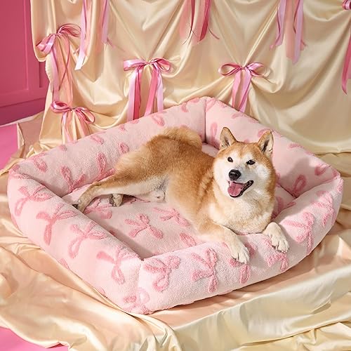 Miniatura 9 de LE SURE Bonita cama para perros pequeños, camas lavables para cachorros, acogedor sofá ortopédico rectangular para mascotas con felpa jacquard