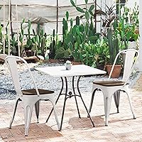 Vista 10 de Yaheetech Metal Dining Chairs Set of 4, Industrial Stackable Kitchen Chairs with Wood Top Seat for Dining Room/Restaurant/Bistro/Patio, Indoor &