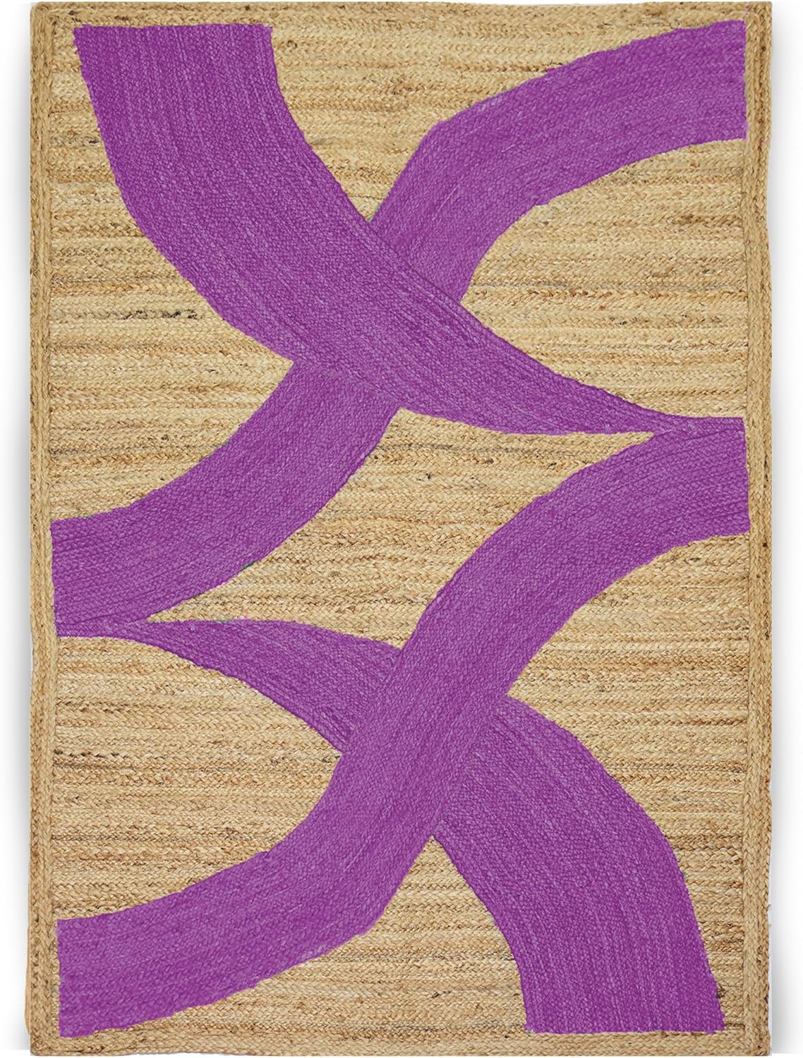 Premium Quality Jute Rug 10x18 Feet Area Rug Natural Fiber Jute Rugs Thick 0.27" Pink Abstract Pattern Geometric Rugs for Kids Room, Living Room, Indoor Outdoor Carpet