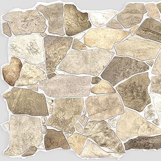 Dundee Deco3D Wall Panels Faux Stone PVC Brown Beige Wall Paneling for Interior Wall Decor, 39 in x 25 in, Covers 6.7 sq. ft