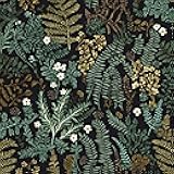 Black Forest Peel and Stick Wallpaper, Green Golden leaf Contact Paper 17.5