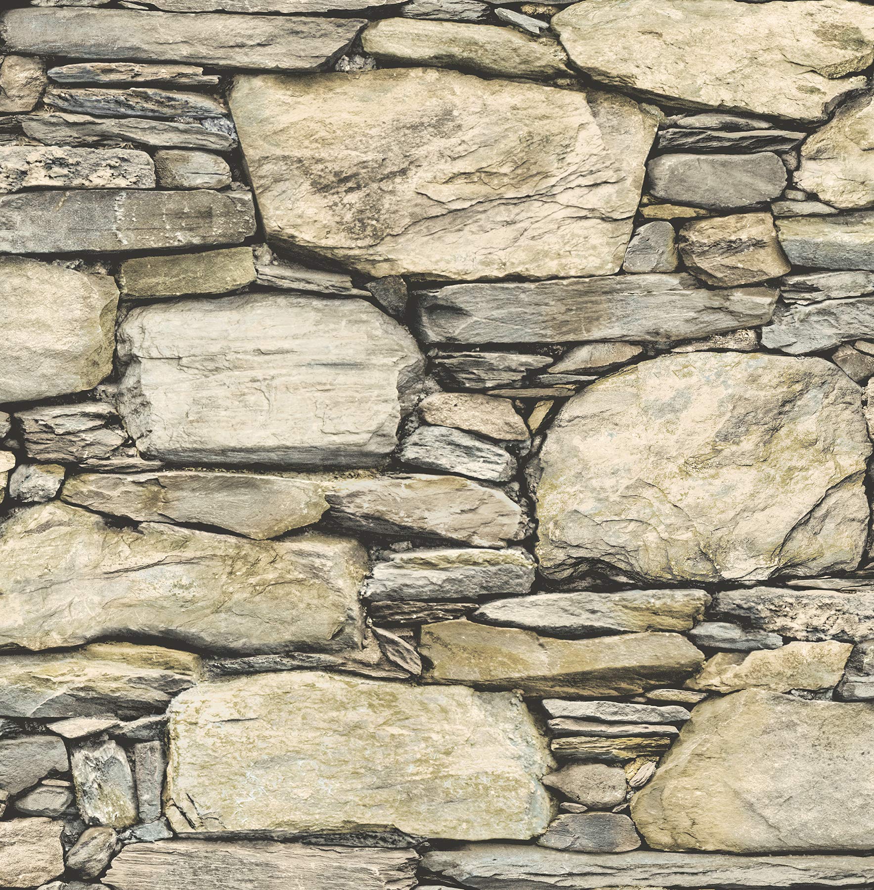 BHF FD22317 "Yellow Reclaimed Stone Wall Reproof" Wallpaper - Wheat