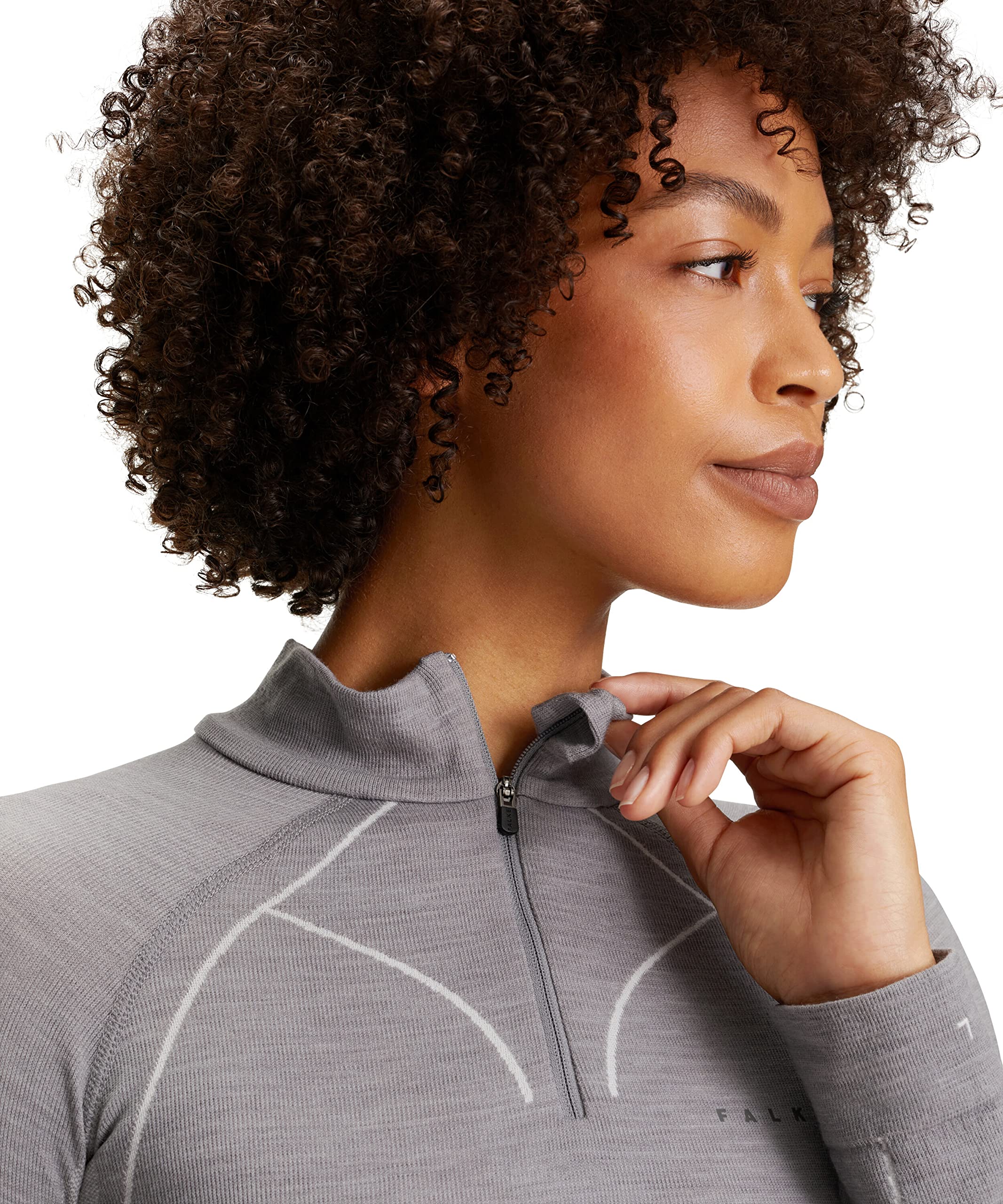FALKE Damen Wool-Tech High Zip Neck Funktionsshirt Langarm atmungsaktiv klimaregulierend geruchshemmende Wolle Funktionsmaterial kalte bis sehr kalte Temperaturen Funktionsunterwäsche 1 Stück