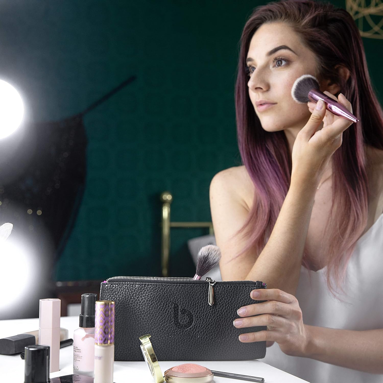 Makeup Brush Case Cosmetic Bag - Beauty Junkees Black Make Up Brush Holder Pouch or Cosmetic Storage Organizer for Purse or Travel, Large Enough to Carry All Size Brushes, Cruelty Free : Beauty & Personal Care