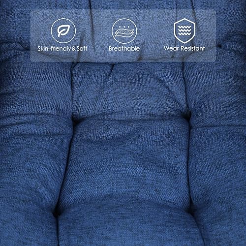 Miniatura 7 de MEETWARM Silla perezosa moderna de tela de algodón con otomana silla de descanso contemporánea silla tapizada individual con bolsillo lateral