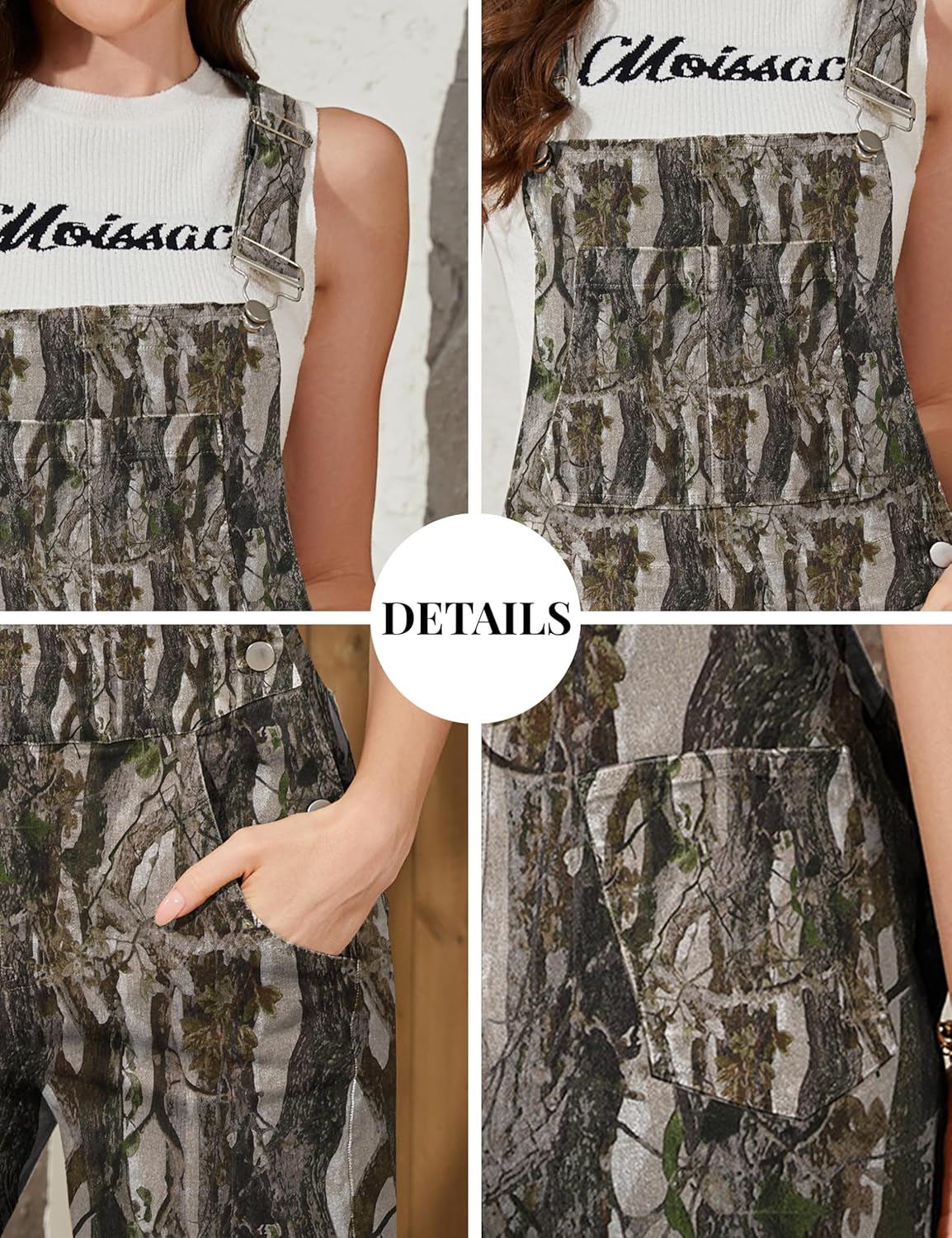 Camo Overalls for Women Loose Fit Fashion Jumpsuits Straight Leg Pants Camouflage Bibs Coveralls Hunting Clothes