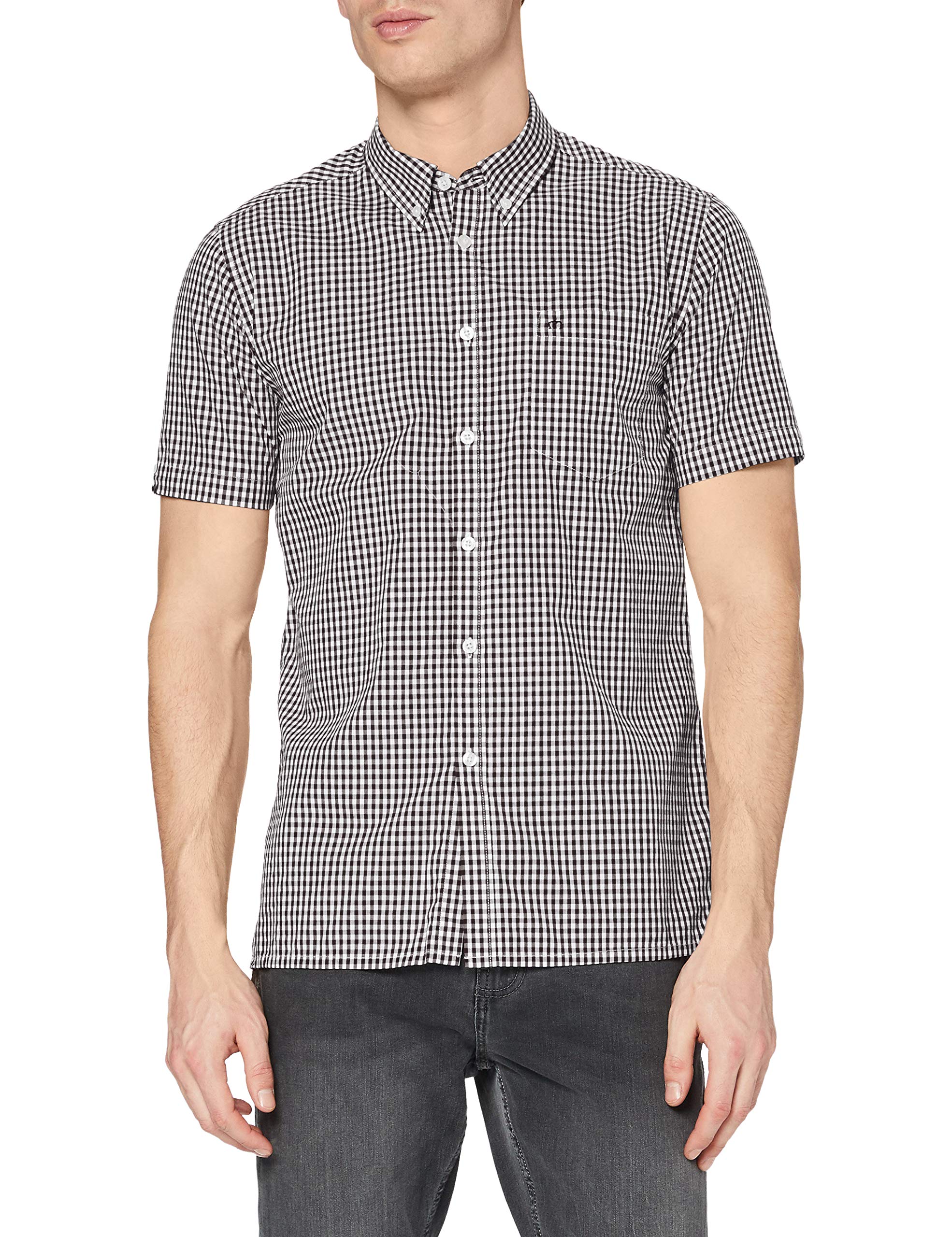 Merc of London Men's TERRY, Shirt, Short Sleeve Button Down Short Sleeve Dress Shirt, Black, XX-Large (Manufacturer size: XXL)