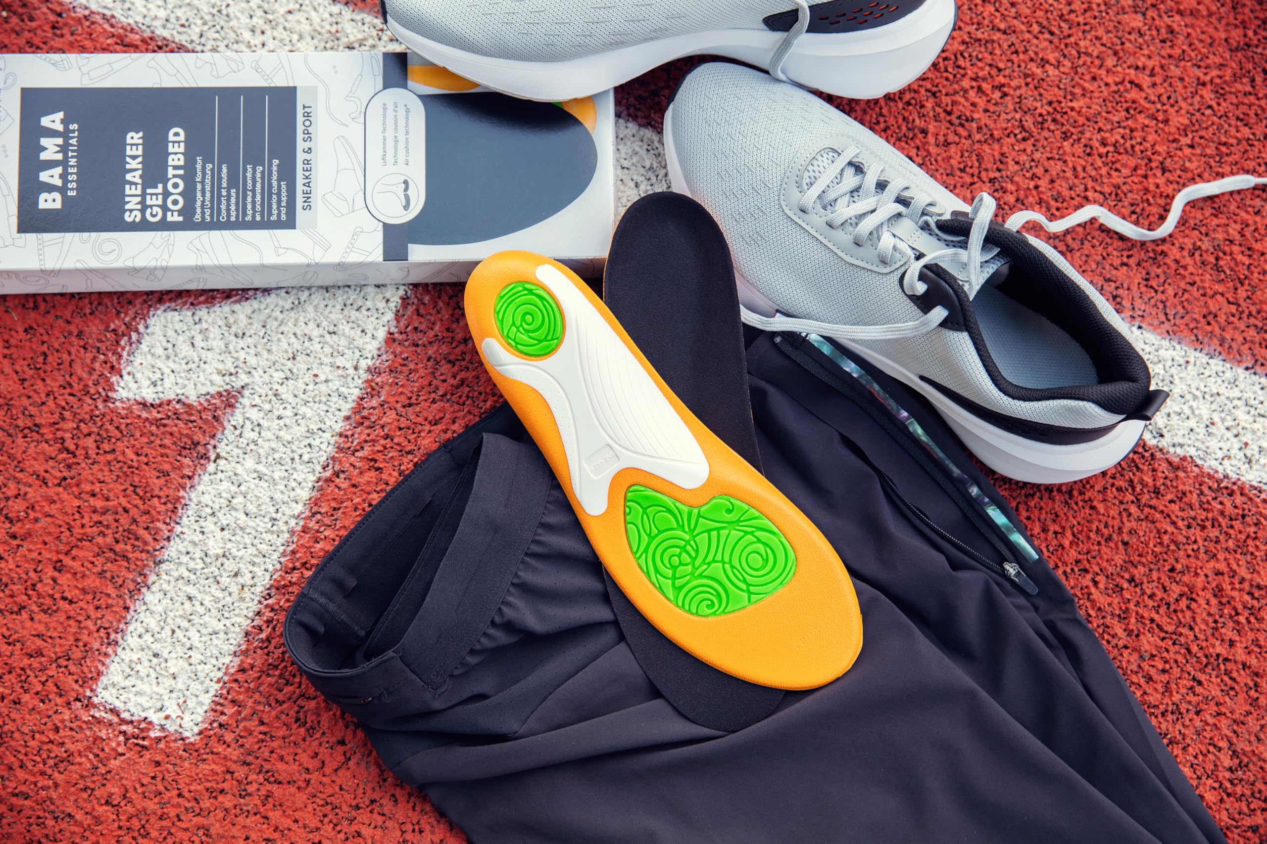 Wkładki Żelowe do Butów Bama Sneaker Gel Footbed - Wkładki do Butów Zapewniające Wygodę i Wsparcie dla Dorosłych do Butów Sportowych i Trampek 1 Para - 42/43 EUR